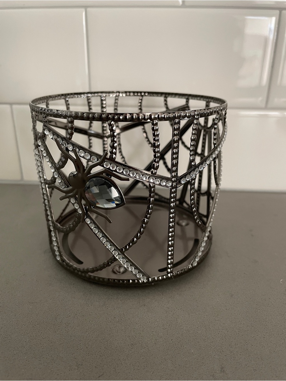 Decorative Rhinestone Spider Web Candle Holder -BBW-Halloween